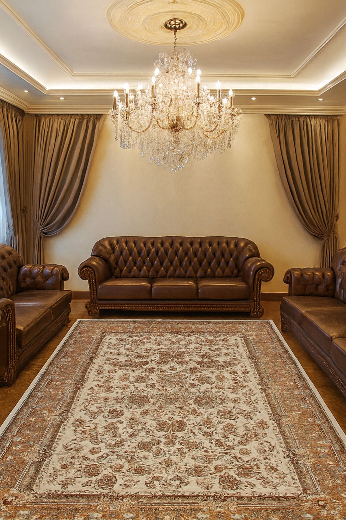 HÜNKAR ORTA KALINLIKTA YÜKSEK KALİTE AKRİLİK DOKUMA HALI Altın - 160 X 230
