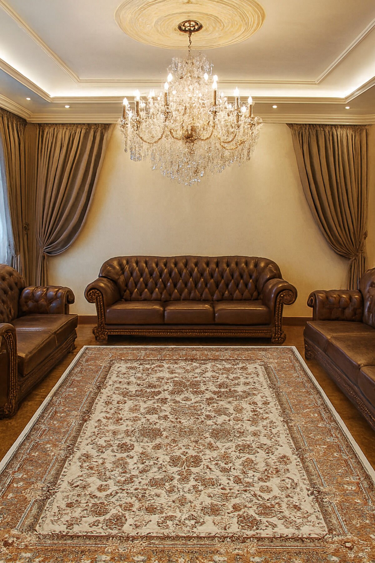 HÜNKAR ORTA KALINLIKTA YÜKSEK KALİTE AKRİLİK DOKUMA HALI Altın - 200 X 300