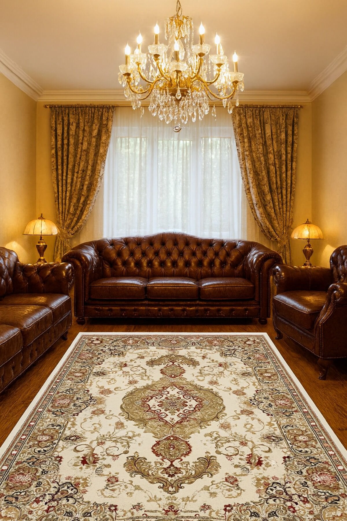 HÜNKAR ORTA KALINLIKTA YÜKSEK KALİTE AKRİLİK DOKUMA HALI Altın - 160 X 230
