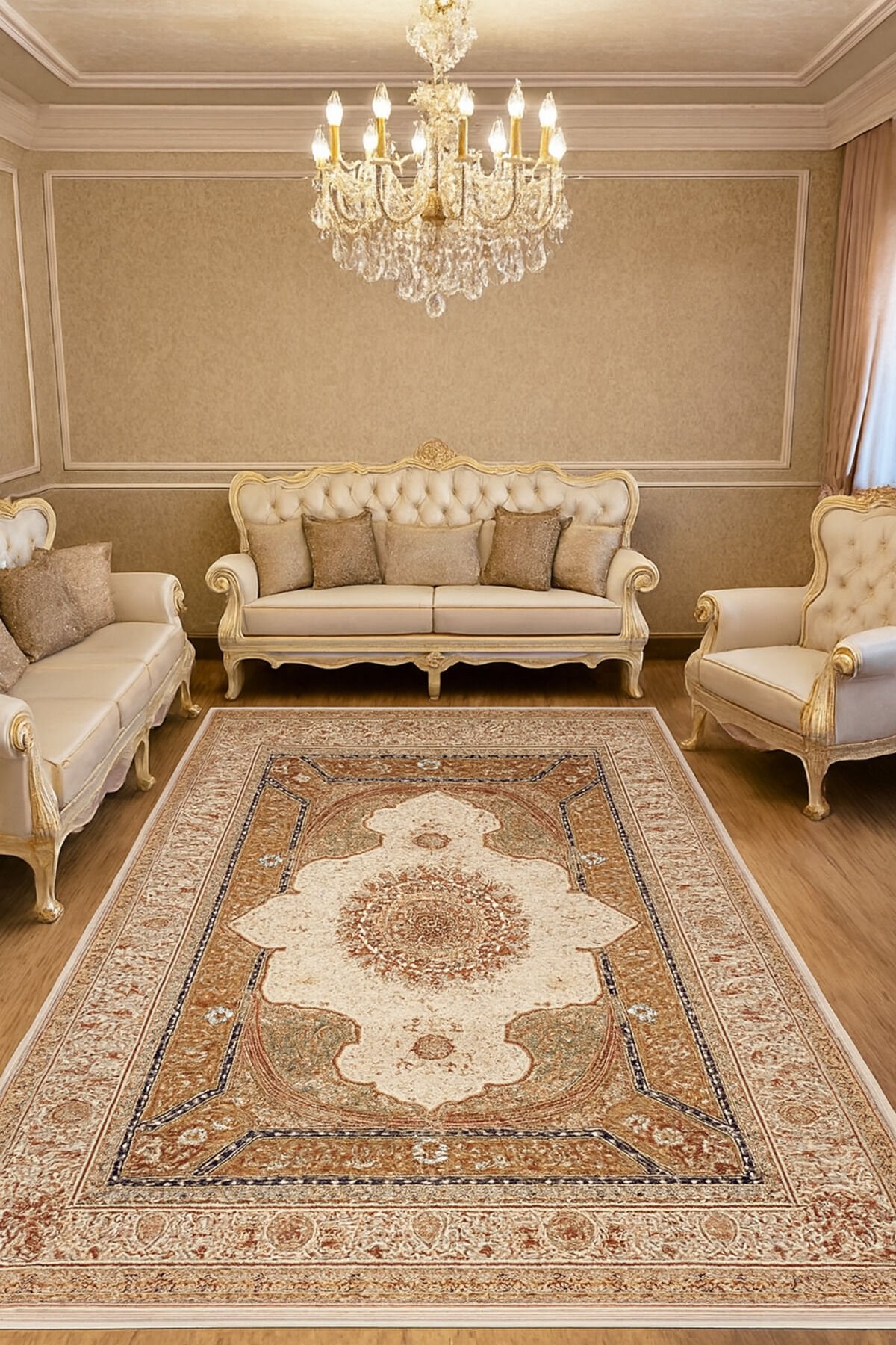 HÜNKAR ORTA KALINLIKTA YÜKSEK KALİTE AKRİLİK DOKUMA HALI Altın - 200 X 300