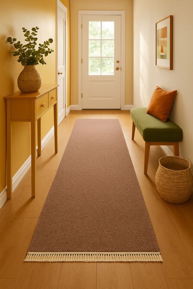 SERFLEX DUVARDAN DUVARA KALİTELİ KALIN YÜKSEK KALİTE AKRİLİK DOKUMA HALI TEMİZLİK SORUNU YOKTUR Kahverengi - 120 X 500