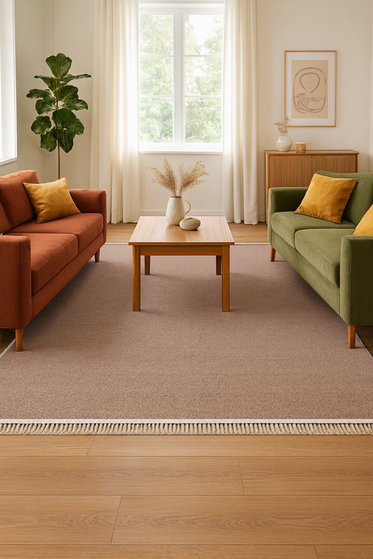 SERFLEX DUVARDAN DUVARA KALİTELİ KALIN YÜKSEK KALİTE AKRİLİK DOKUMA HALI TEMİZLİK SORUNU YOKTUR Kahverengi - 120 X 500