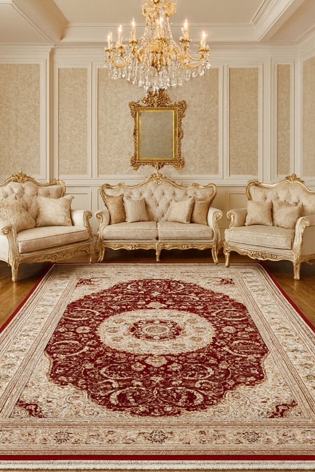 HÜNKAR ORTA KALINLIKTA YÜKSEK KALİTE AKRİLİK DOKUMA HALI Kırmızı - 160 X 230