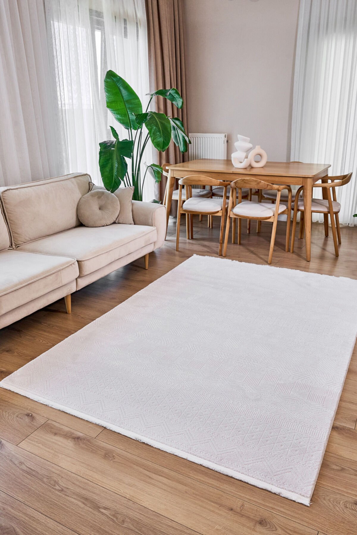 AZUR SIK DOKUMA ÇOK KALIN AKRİLİK HALI EVİNİZ SICACIK OLUR 6521 BEJ Bej - 200 X 290