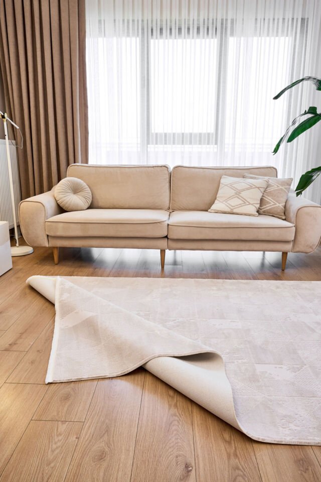 APEX AZUR SIK DOKUMA ÇOK KALIN EVİNİZİ SICACIK YAPAN HALI Krem - 200 X 290