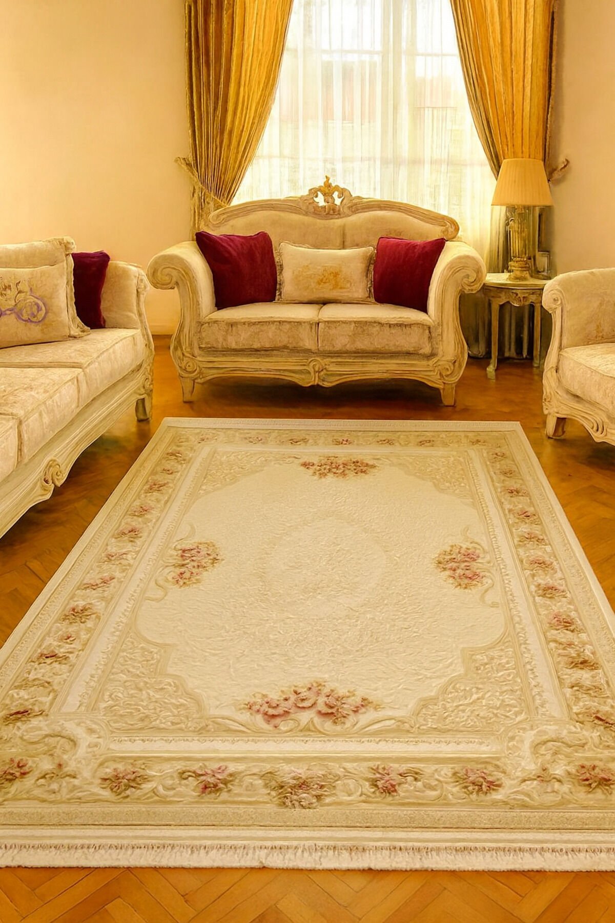 HALI SARAY TOPKAPI SALON HALISI SIK DOKUMA KALIN HALI Krem - 160 X 225