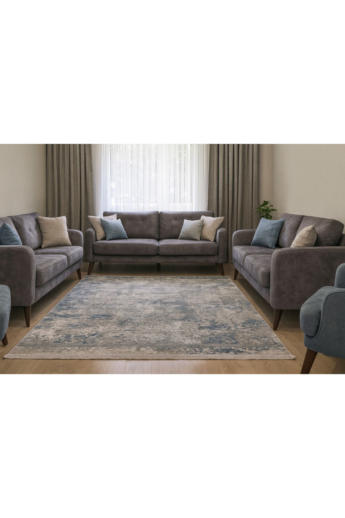 ALYA SIK DOKUMA ORTA KALINLIKTA AKRİLİK HALI Mavi - 160 X 230