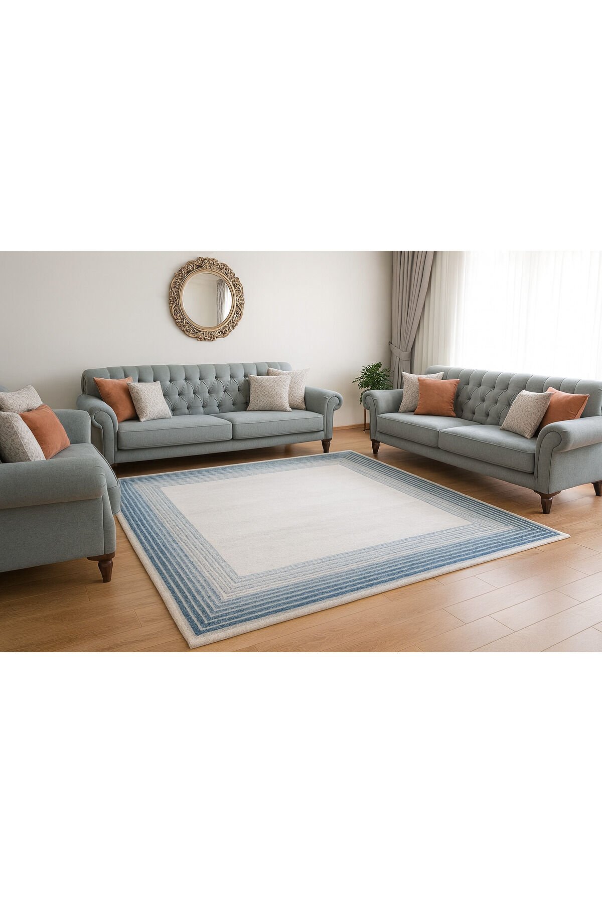 ALYA SIK DOKUMA ORTA KALINLIKTA AKRİLİK HALI Gri Mavi̇ - 160 X 230