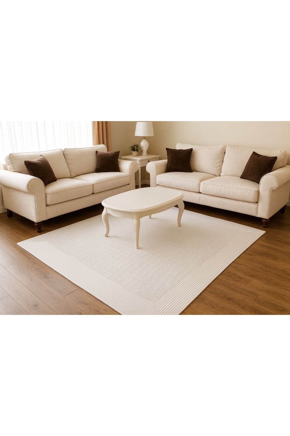 ALYA SIK DOKUMA ORTA KALINLIKTA AKRİLİK HALI Bej Krem - 160 X 230